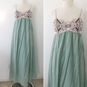 Anthropologie Champagne & Strawberries Maxi Dress